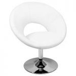 Polo Novelty Chair In White Faux Leather With Chrome Legs