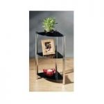 3T Corner Glass Display Stand In Black With Chorme Base