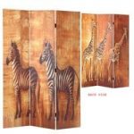 Africa Canvas Printed Room Divider In Foldable Design