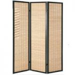 Bamboo Black Room Divider With Wood 3 Panel