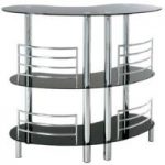 Prosecco Bar Table In Black Glass With Chrome Base