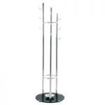 Nerix Coat Hat Stand In Chrome Plated Steel With Glass Base