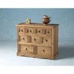 Carona 9 Drawers Chest In Distressed Waxed Pine