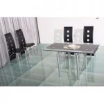 Mandy Extendable Glass Dining Table Set with 4 Dining Chairs