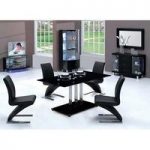 Trilogy Black Dining Table With Six D216 Black Chairs