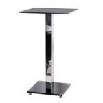 Spice Bar Table Square In Black Glass With Chrome Pole