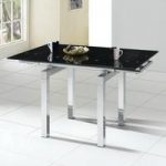 Mini Extendable Dining Table In Black Glass