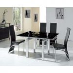 Mini Extendable Black Glass Dining Table With 4 Chairs