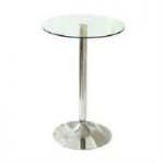 Gino Bistro Bar Table In Clear Glass With Chrome Base