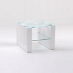 Mirage Lamp Table In Pattern Glass Top With White Gloss Frame