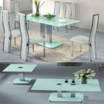 VO1 Frosted Glass 6 Seater Dining Set With Coffee And Lamp Table