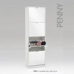 Penny5 Tall Mirrored Shoe Cabinet In White