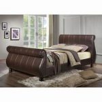 Marseille Modern 5′ Bed in Brown Faux Leather