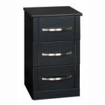 Torino 3 Drawer Bedside Cabinet in High Gloss Black