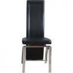 Manhattan Plain Dining Chair In Black With Chrome Legs