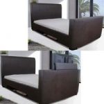 New York Modern Leather King Size Bed With TV Mount