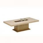 Celine Coffee Table In Marble Top With Wooden Base