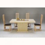 Celine Cream And Cocoa Brown Marble Dining Table With 4 Chairs