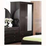 Torino Wardrobe With Mirror in Coffee With 2 Doors 2 Drawers
