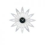 Flowered Design Wall Clock in Chrome And Black
