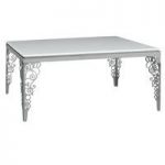 White Ornate Dining Table Only With Stainless Steel Legs
