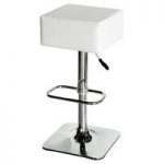 Compton Bar Stool In White Faux Leather With Chrome Base