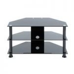 Universal 7 Black Glass TV Stand With Black Legs
