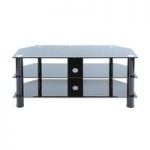 Universal 702 Black Glass Large TV Stand With Black Legs