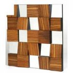Modern Wooden Look Square Wall Mirror