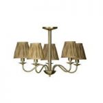 Gold 5 Arm Ceiling Light with Fabric Shades