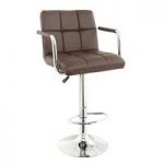 Corin Bar Chair In Brown Faux Leather With Chrome Base