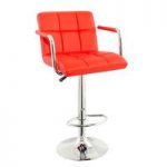 Corin Bar Chair In Red Faux Leather With Chrome Base