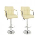 Corin Bar Chairs In Cream Faux Leather in A Pair