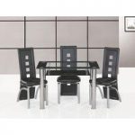 Club Small Glass Dining Table And 4 Black Manhattan Chairs