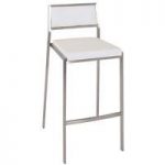 Alessio White Real Leather Bar Chair with Stainless Steel frame