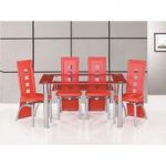 Club Glass Dining Table Large In Red And Clear