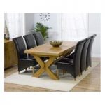 Carlotta Extending Solid Oak Dining Table And 6 Leather Chairs