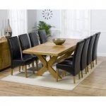 Carlotta Extending Solid Oak Dining Table And 8 Leather Chairs