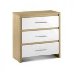Elite 3 Drawer Chest in Canadian Oak and White High Gloss