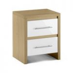 Elite 2 Drawer Bedside Cabinet in Oak and White High Gloss