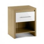 Elite 1 Drawer Bedside Cabinet in Oak and White High Gloss