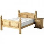 Corona Waxed Pine Mexican Bed With High Foot End
