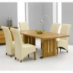 Cagliari Oak Dining Table And 6 Barcelona Dining Chairs In Cream