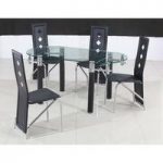 Emilio Oval Extending Dining Table With 4 Black PU Dining Chairs