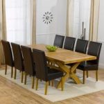 Avignon Oak Extending Dining Table And 8 Brown Rustique Chairs