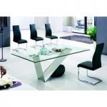 Eugenio Clear Glass Dining Table And 4 Leather Chairs