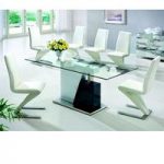 Alonzo Clear Glass Dining Table And 6 Z Leather Dining Chairs