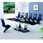 Nico Extending Glass Dining Table And 8 Z leather Chairs