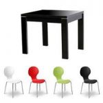 Modern High Gloss Black Dining Table And 4 Keeler Chairs
