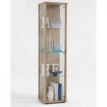 Marine Modern Glass Display Cabinet In Oak with Glass Shelves